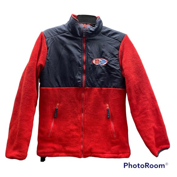 Delta Sonic Jacket Size Small Red Black Lined Logo Full Zip Insulated Fleece - Picture 10 of 11